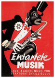 Among the music listed by the Nazis as degenerate was music composed by Jews, atonal music, music with obvious sexuality, and Jazz due to its African American origins. The saxophone was banned in Nazi Germany.<br/><br/>

The Entarte Music logo is an obscenely distorted picture of the original poster for the opera Johnny Spielt Auff, with the black saxophonist displaying a Star of David in his coat, rather than a flower.<br/><br/>

The opera, combining classical opera techniques with jazz, Broadway, and spirituals, was hailed by many and disdained by some when it debuted in 1927. Later, it became a symbol for the most filthy degenerate art during Nazism.